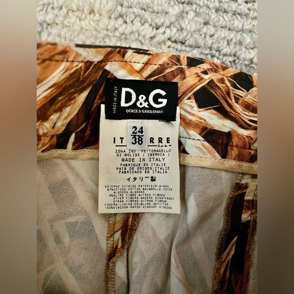 Dolce & Gabbana Size 25 Straight Leg Straw Print Pants - Picture 3 of 9